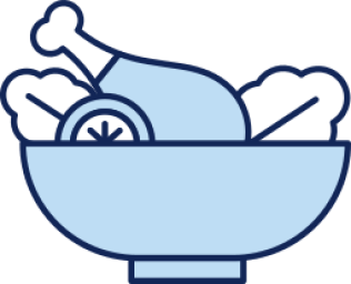 Assiette creuse contenant des aliments variés.